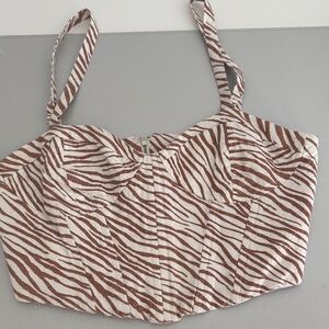 Zara Brown and White Zebra Crop Top